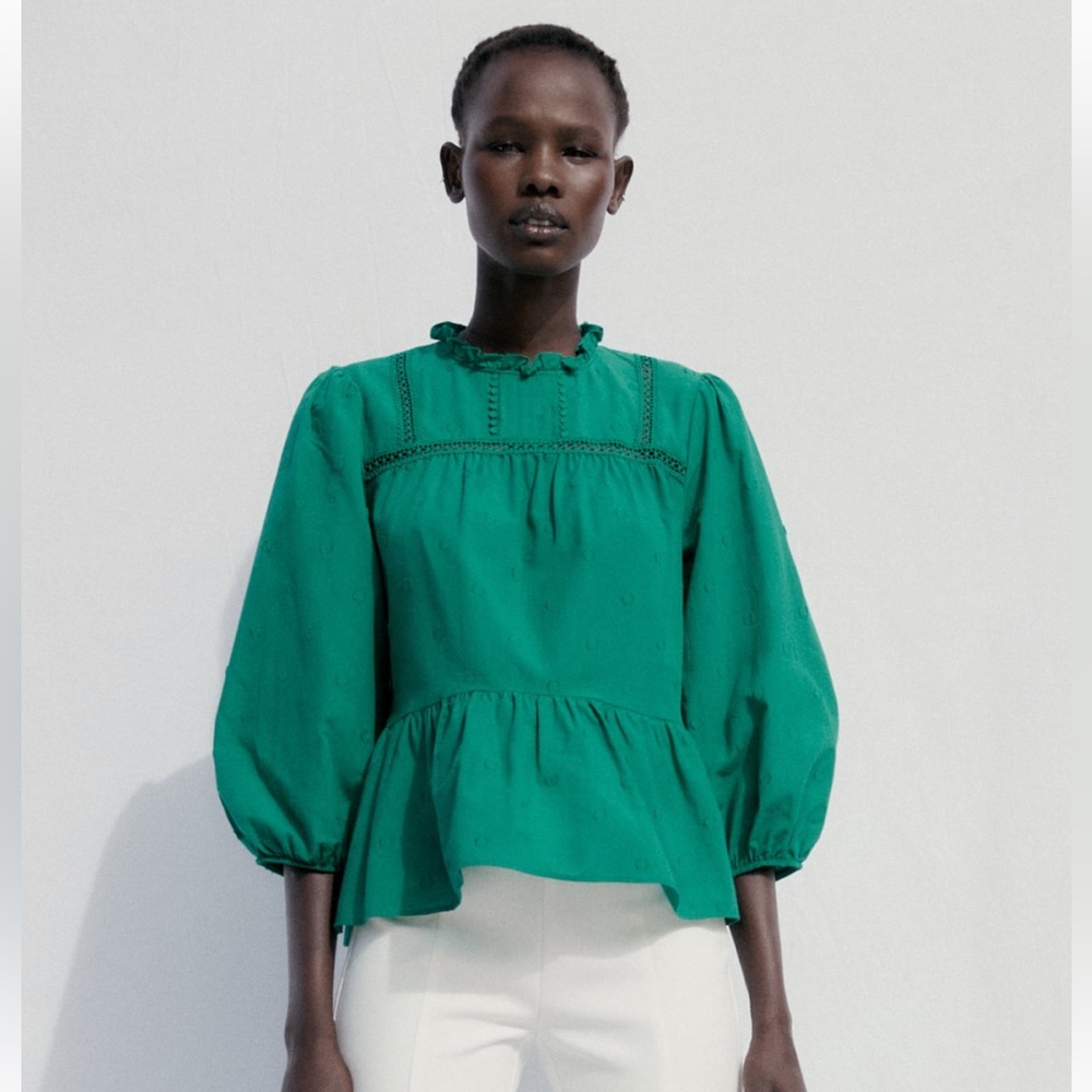 Zara Ruffled Lace Insert Blouse